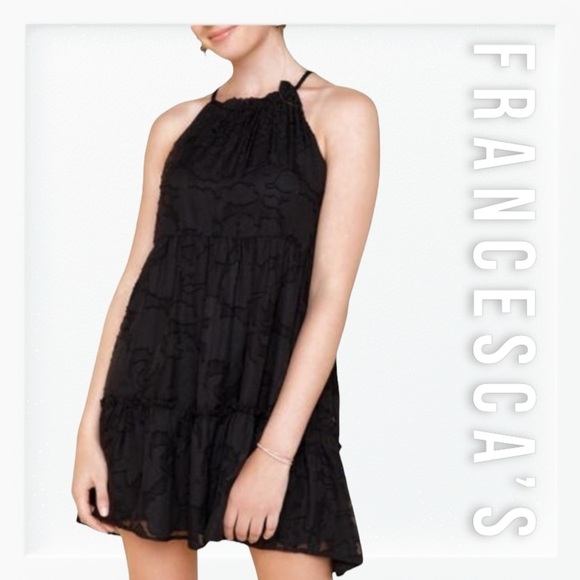 NWT Francesca Trixxi Black Bridgette Floral A-Line Mini Dress sz M - Picture 1 of 13